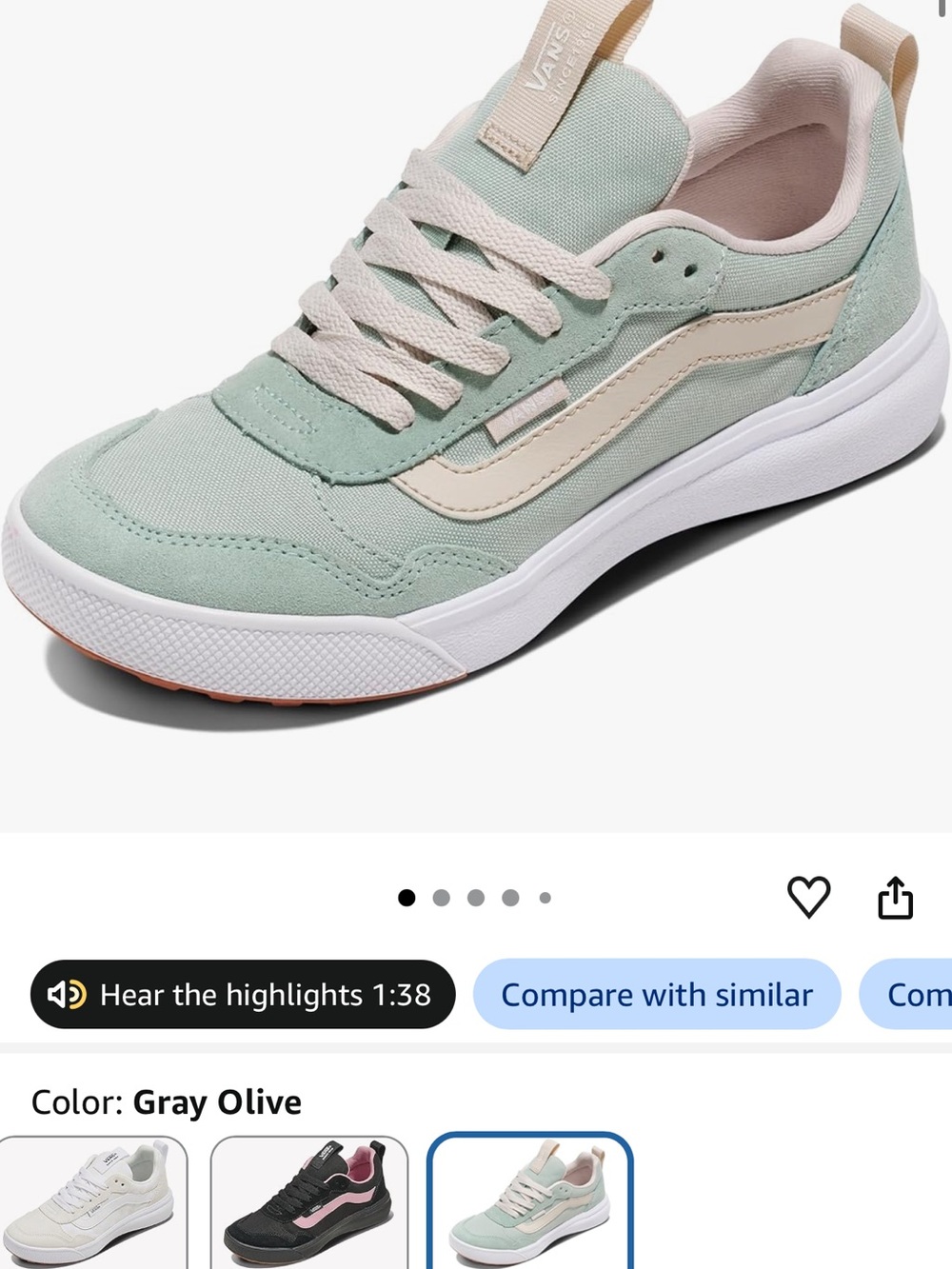 Vans Women’s Mint Green and Beige Low-Top Sneakers